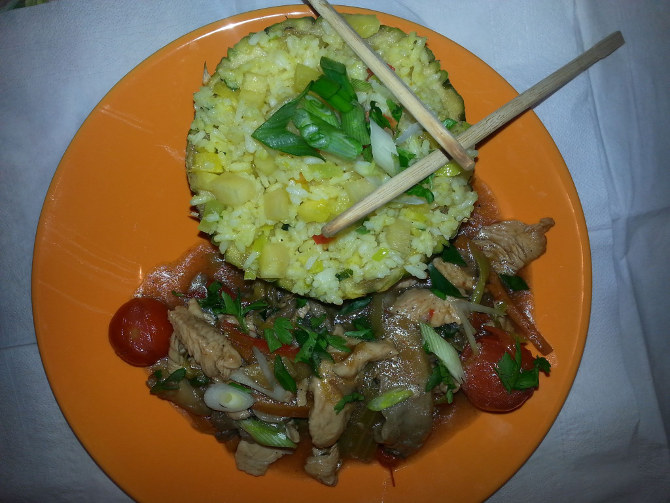 orez cu legume si piept de curcan